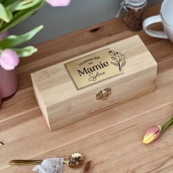 Boîte à thés personnalisée en bois modèle tulipes