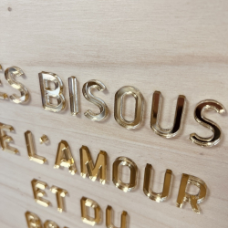 Affiche en bois et plexiglas Des bisous de l'amour et du bordel