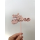 Cake topper prénom plexi rose pastel et rose gold