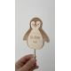 Cake topper anniversaire personnalisé pingouin