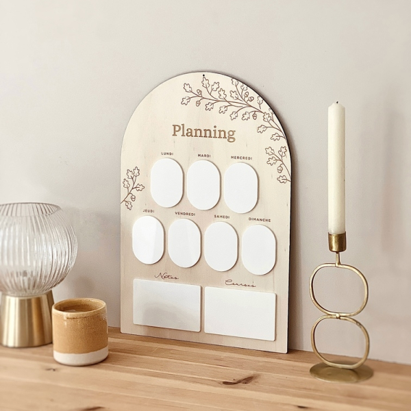 Planning hebdomadaire automnal en bois effaçable