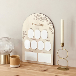Planning hebdomadaire automnal en bois effaçable