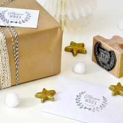 Emballage cadeau de Noel original tampon encreur couronne avent