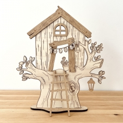 La cabane en bois du lapin de Pâques, décoration originale