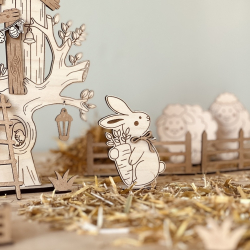 Décoration en bois, monde miniature Lapin de Pâques