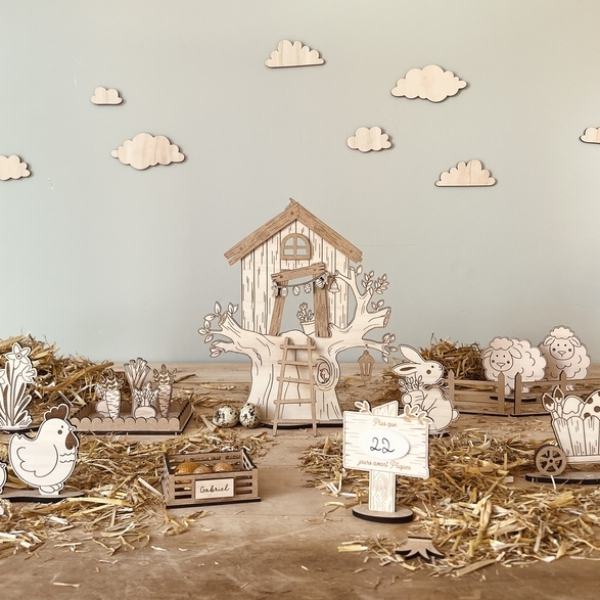 Le jardin du lapin de Pâques, une décoration exceptionnelle en bois