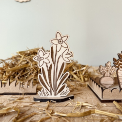 Décor de Pâques original, bouquet jonquilles en bois