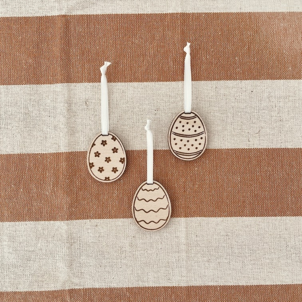 Décorations pour arbre de Pâques, oeufs en bois