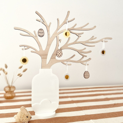 Arbre de Pâques en bois, suspensions marguerites