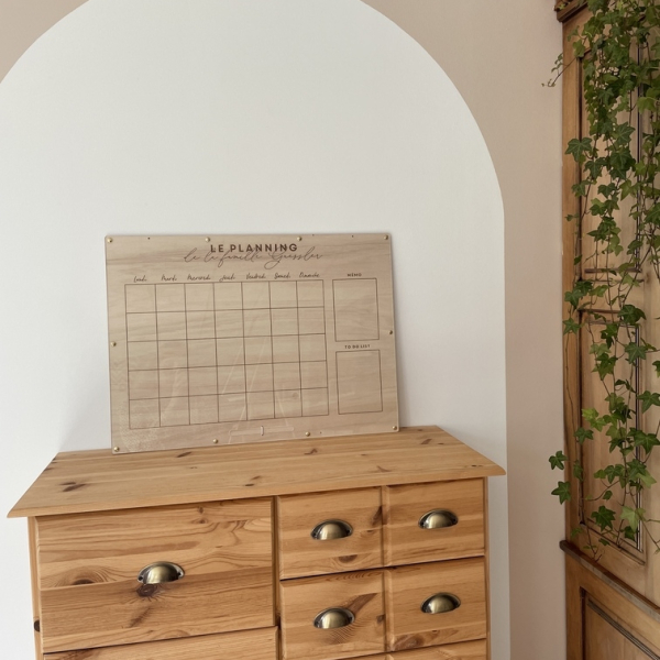 Planning mensuel effaçable et réutilisable, planning mural en bois