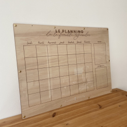 Planning en bois mensuel effaçable et réutilisable