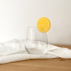 Rondelle de verre décoration cocktail, rondelle citron plexiglas