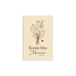Cadeau Maman, carte postale en bois illustration tulipes