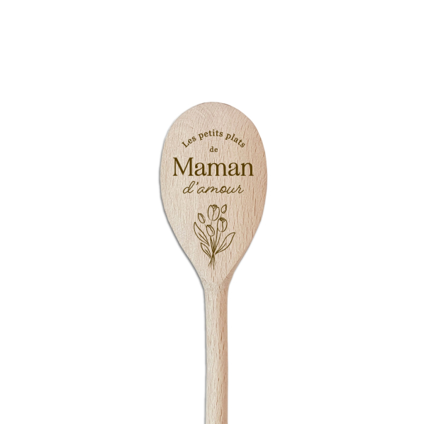 Cadeau fête des mères, cuillère en bois personnalisée tulipes