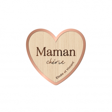 Magnet en bois coeur, cadeau personnalisé Maman