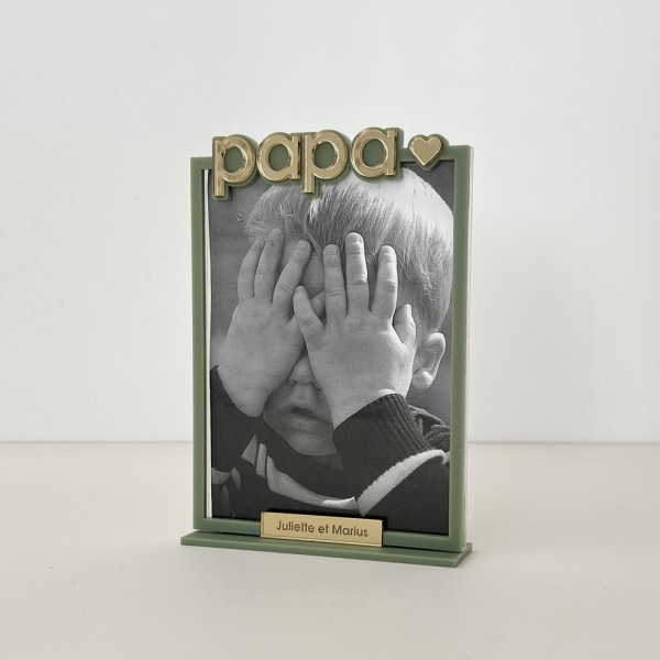 Cadeau photo en vert sauge, cadeau fête des pères personnalisé