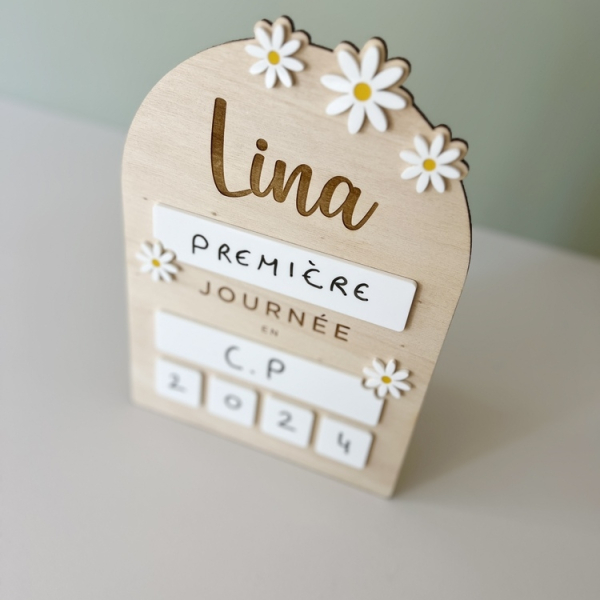Pancarte rentrée en bois personnalisée souvenirs photo enfant