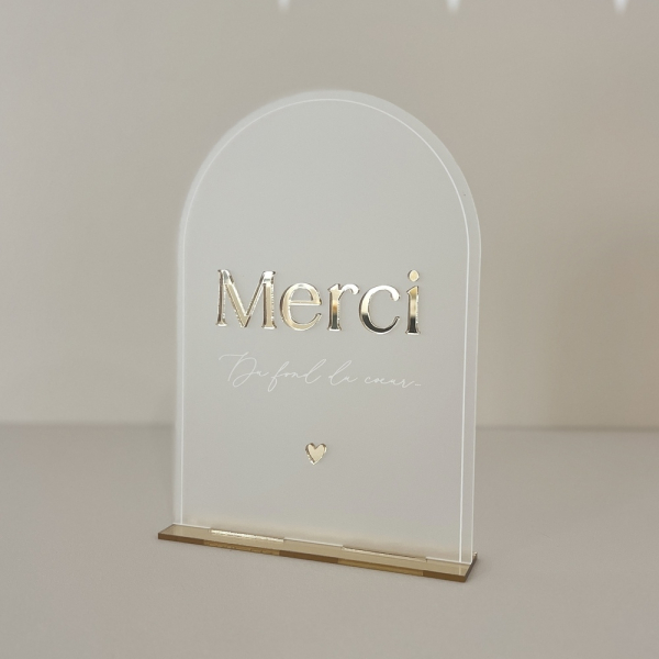 Panneau mariage sur socle Merci du fond du coeur