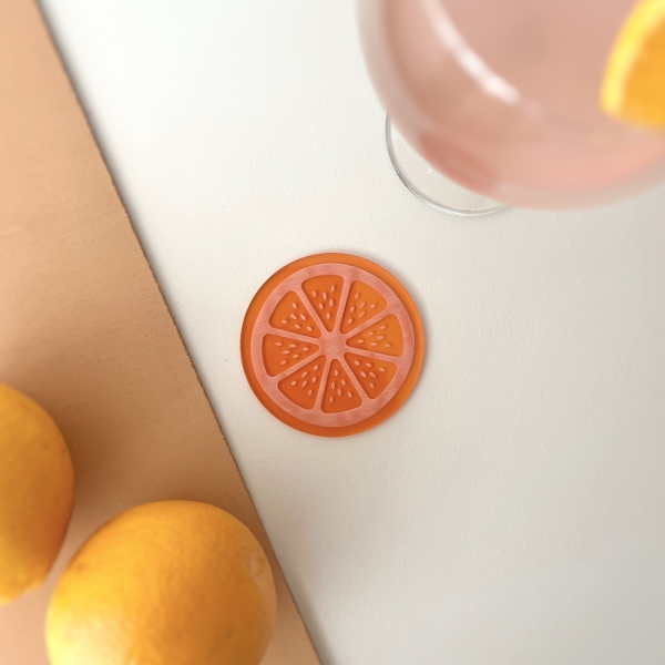 Dessous de verre rondelle d'orange, accessoire apéro cocktail