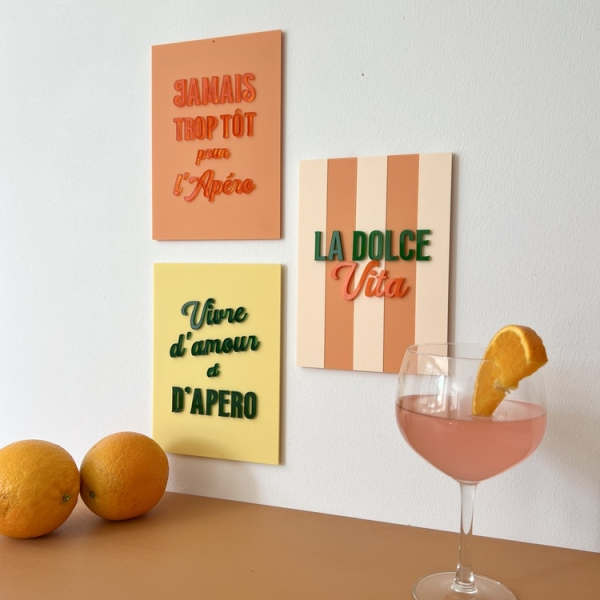 Décoration murale agrumes colorée, affiches en plexiglas