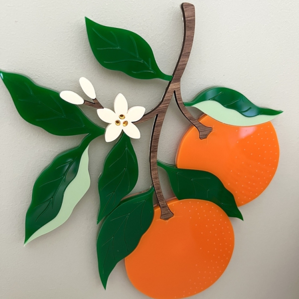 Décoration d'intérieur en plexiglas agrumes, grappe d'oranges