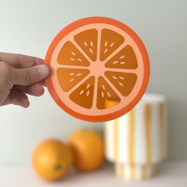 Rondelle d'orange en plexiglas, décoration murale agrume