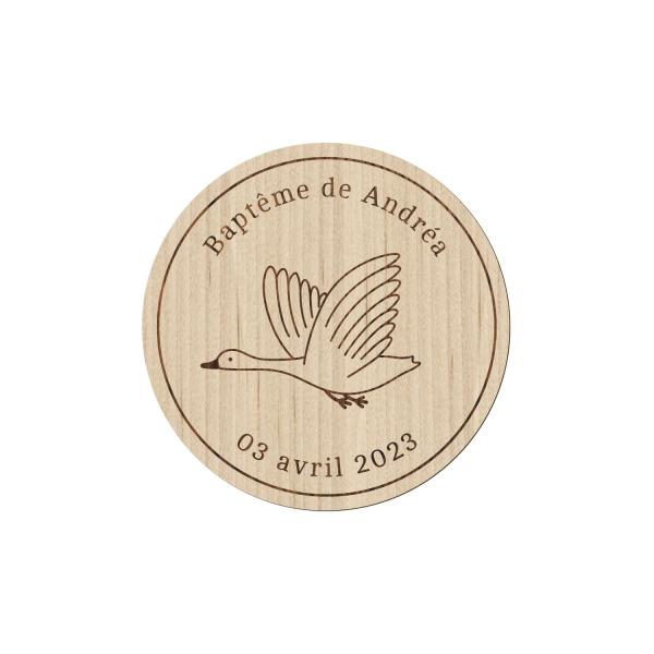 Magnet en bois oie à personnaliser baptême anniversaire