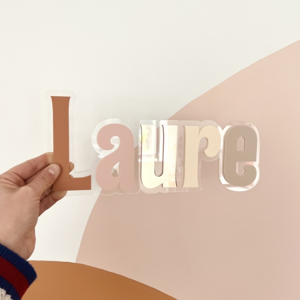 Prénom chambre enfant rose, prénom en plexiglas