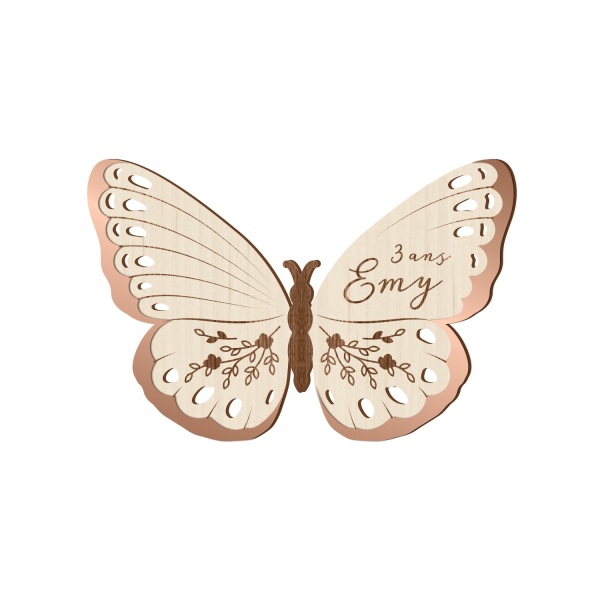 Invitation anniversaire papillon, invitation originale en bois