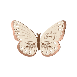 Invitation anniversaire papillon, invitation originale en bois