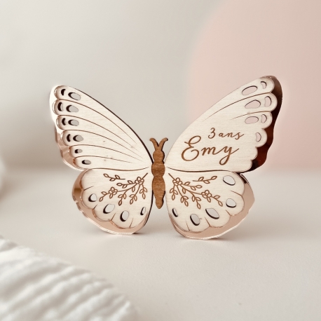 Invitation anniversaire papillon, invitation originale en bois