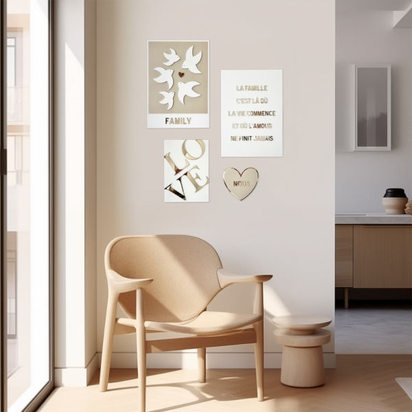Composition murale famille amour, affiche plexiglas citation La famille c'est
