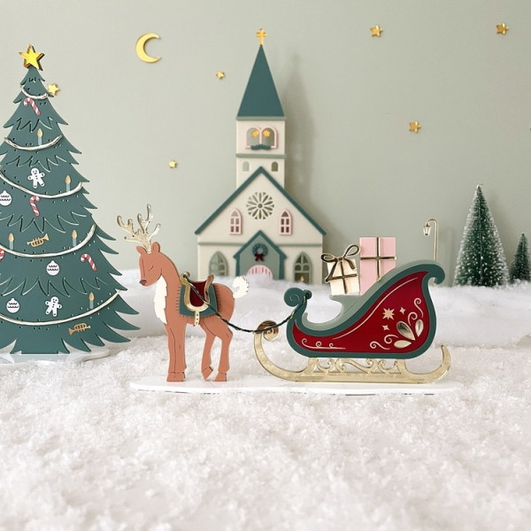 Village miniature de Noël plexiglas, décoration Noël poétique