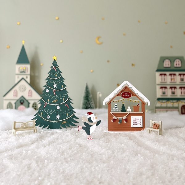 Mini monde de Noël en plexiglas, décor enchanteur Noël