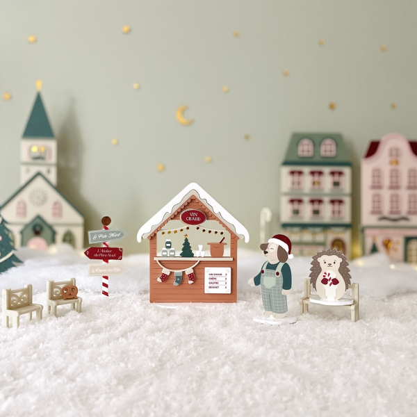 Village de Noël miniature en plexiglas, décor de Noël poétique