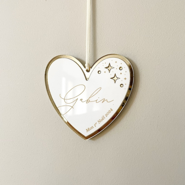Boule de Noël personnalisée coeur plexiglas