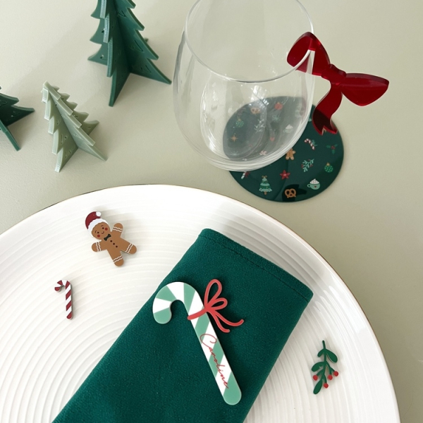 Décoration table de Noël, sapin en plexiglas