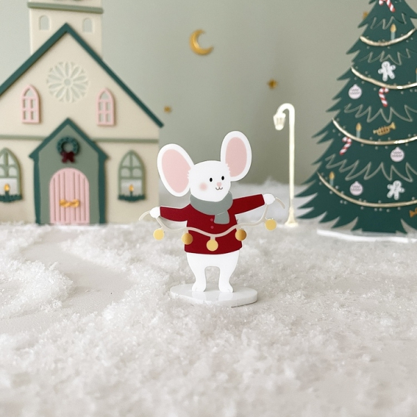 Village de Noël miniature, décor de Noël coloré