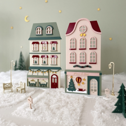 Village de Noël miniature en plexiglas, maisons colorées