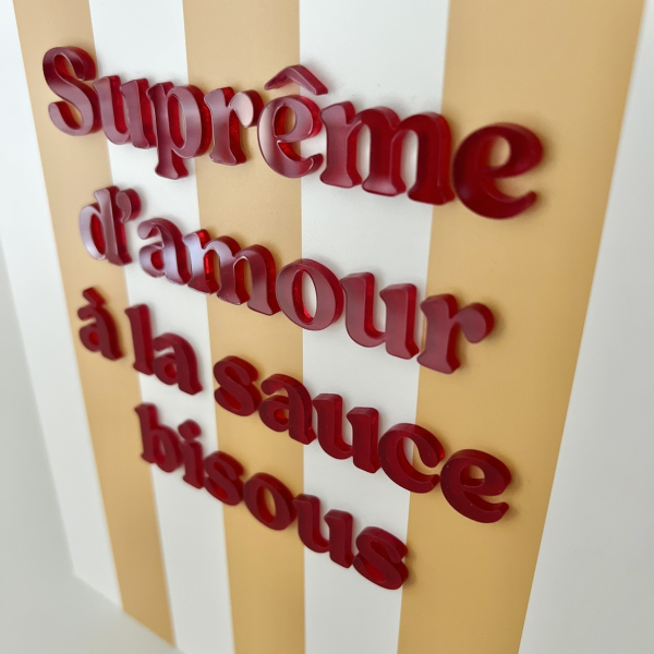 Décoration murale originale, affiche à rayures jaunes, message d'amour