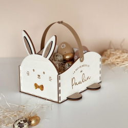 Panier Pâques personnalisable en bois lapin
