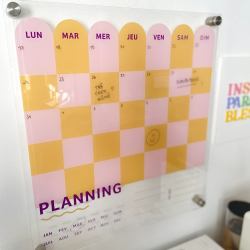 Planning mensuel effaçable en plexiglas, calendrier style pop coloré