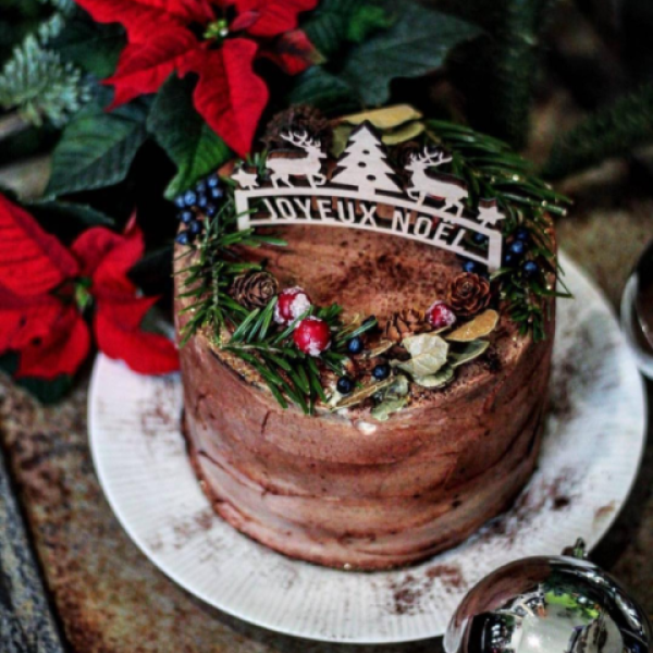 Bûche de Noël made in France cake topper original cerf