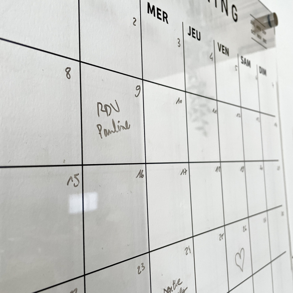 Planning mensuel effaçable, calendrier original famille
