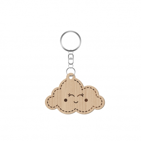 Porte clé en bois personnalisé avec prénom nuage fille naissance