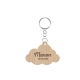 Porte clef en bois gravure prénom nuage baptême