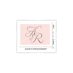Fichier timbre poste personnalisé mariage Shabby chic rose poudré