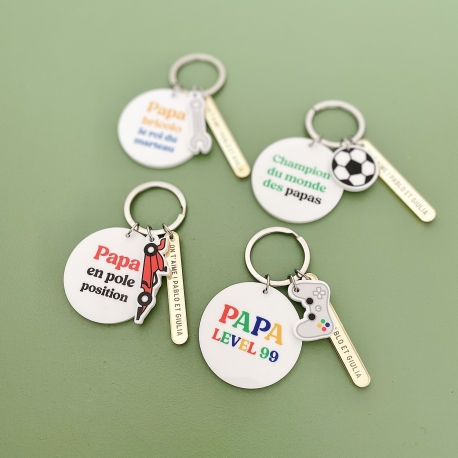 Porte-clé original Papa passion foot, bricolage, voiture ou jeux vidéo