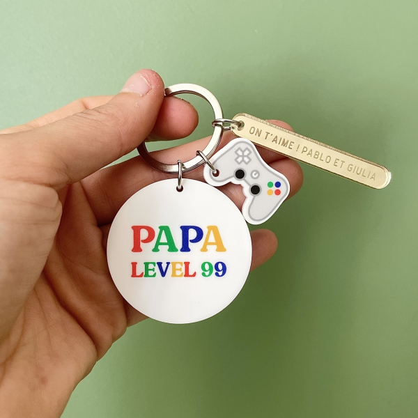 Porte-clés coloré et personnalisé pour papa gaming