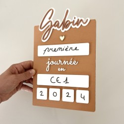 Pancarte rentrée scolaire effaçable colorée terracotta à personnaliser 